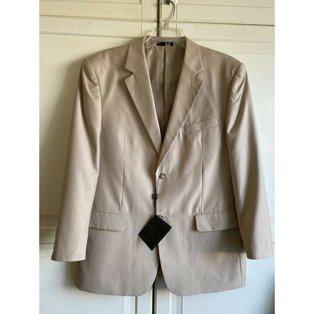 Vinci Couture Sz 44R Menโs Tan Beige Two Buttonโ Suit Coat Blazer NWT